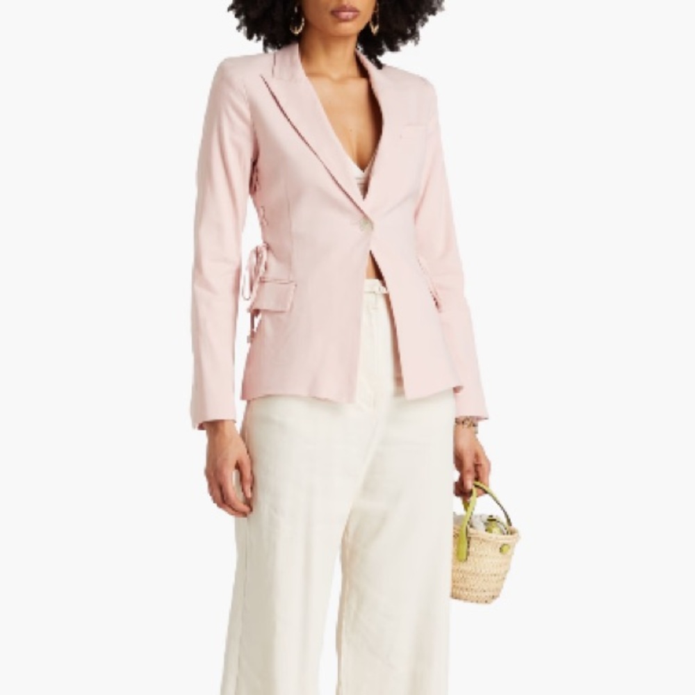 NWT Sz 4 DEREK LAM 10 CROSBY Rhonda lace-up linen-blend blazer $595